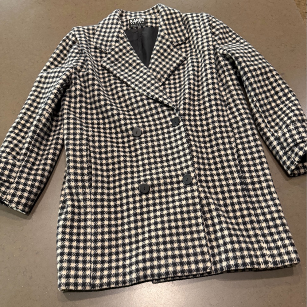 Vintage Karen Petites Houndstooth Wool Coat/Blazer Sz:L